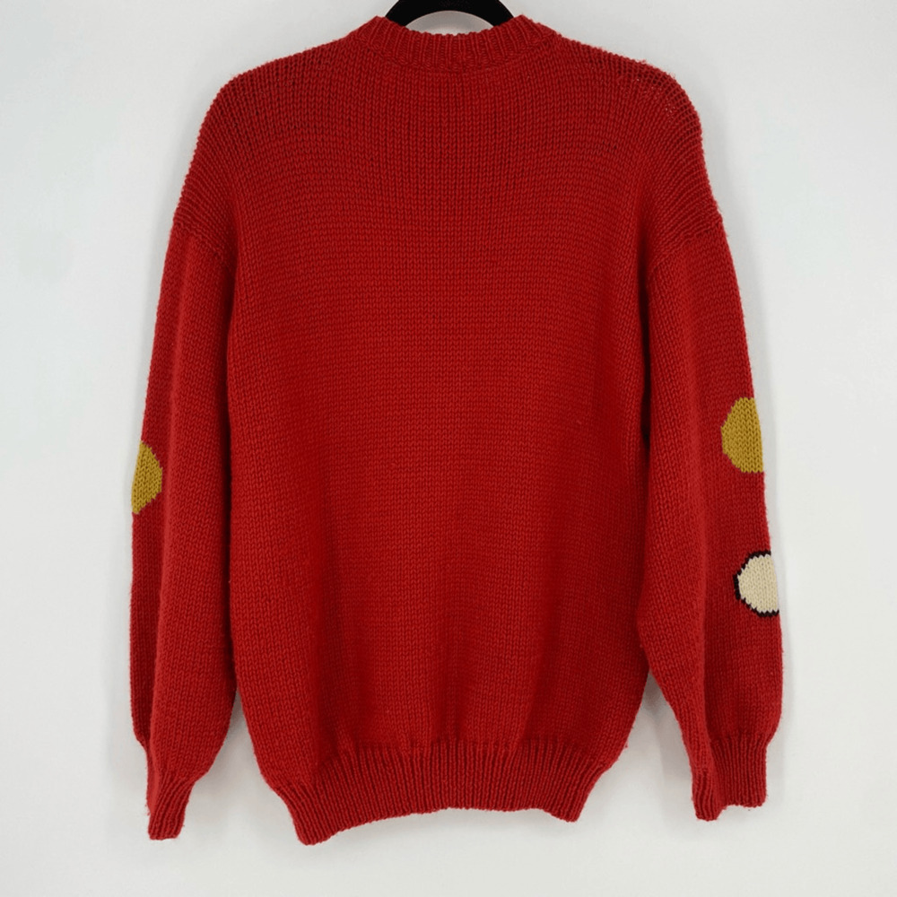 Vintage Kiznit Handmade Peru 100% Wool Intarsia Knit Sweater Red Princess Diana - Picture 13 of 15